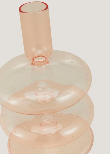 Pink Glass Tapered Candle Holder