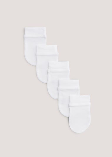Baby 5 Pack White Scratch Mitts
