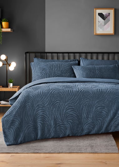 Blue Chenille Tufted Duvet Cover - Matalan