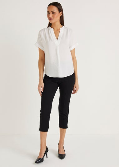 Et Vous White Short Sleeve Popover Blouse