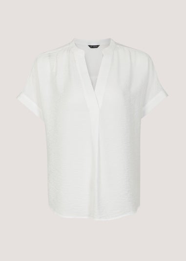 Et Vous White Short Sleeve Popover Blouse