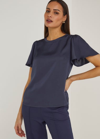 Et Vous Navy Satin T-Shirt