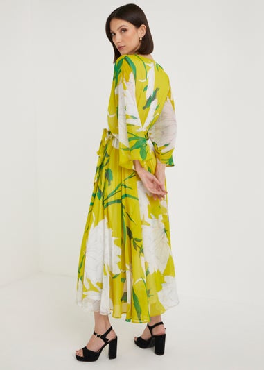 Et Vous Yellow Chiffon Wrap Midaxi Dress