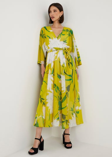 Et Vous Yellow Chiffon Wrap Midaxi Dress