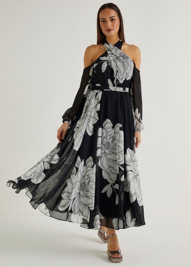 Et Vous Black Flower Maxi Dress