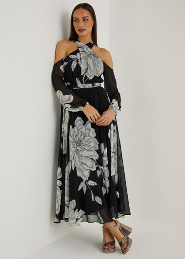 Et Vous Black Flower Maxi Dress