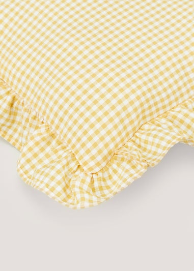 Yellow Gingham Frill Cushion (50cm x 30cm)