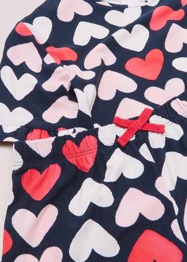 Girls Mini Me Navy Heart Soft Touch Shortie Pyjama Set (4-13yrs)