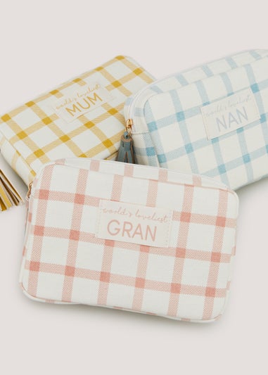 Yellow Gingham Mum Makeup Bag