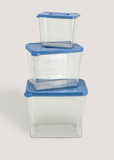 3 Pack Blue Storage Boxes