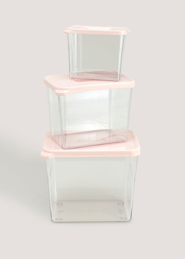 3 Pack Pink Storage Boxes