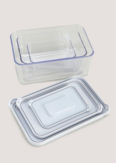 3 Pack Grey Food Storage Boxes