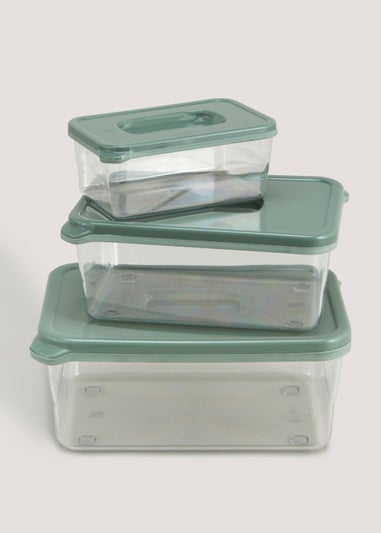 3 Pack Green Food Storage Boxes