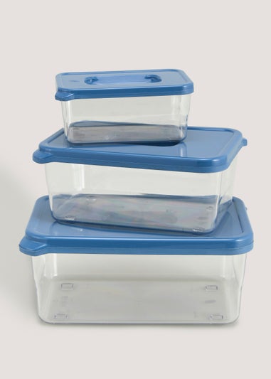 3 Pack Blue Food Storage Boxes