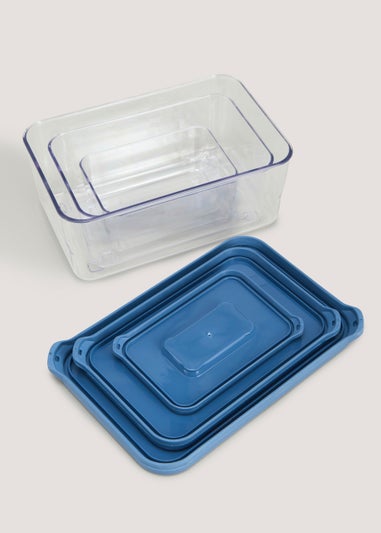 3 Pack Blue Food Storage Boxes