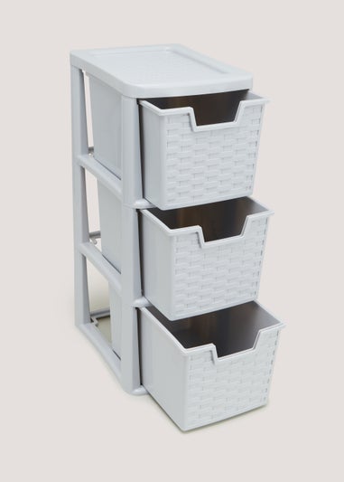 Recycled Plastic Grey Rattan Drawer Tower