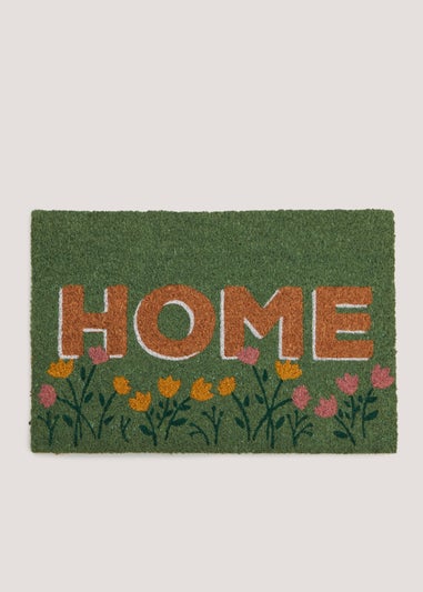 Green Floral Home Doormat (60cm x 40cm)