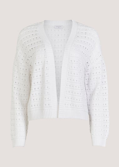 White Open Stitch Cardigan