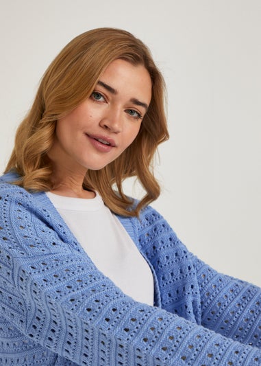 Blue Open Stitch Cardigan