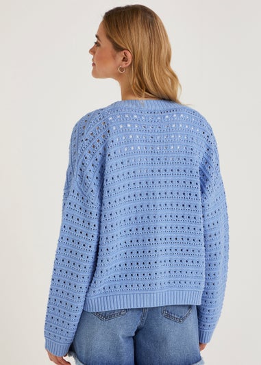 Blue Open Stitch Cardigan