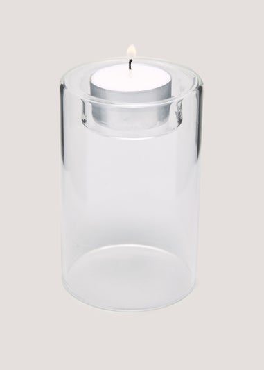 Clear Small Glass Candle Holder (10cm x 7cm) - Matalan