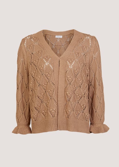 Beige Pointelle Bobble Cardigan