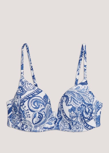 Blue Paisley Moulded Bikini Top