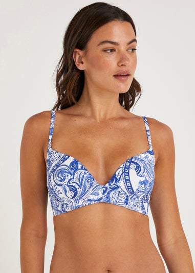 Blue Paisley Moulded Bikini Top