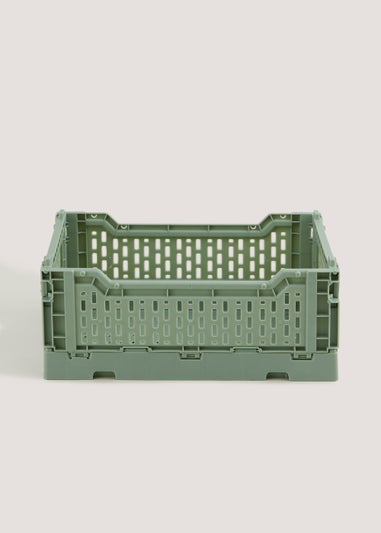 Green Small Collapsible Storage Basket (10cm x 26.5cm x 17cm)