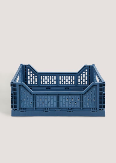 Blue Large Collapsible Storage Basket (14cm x 40cm x 29.5cm)