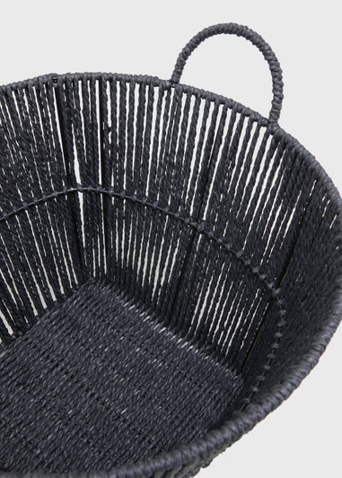 Black Paper Rope Twist Storage Basket (35cm x 24cm)