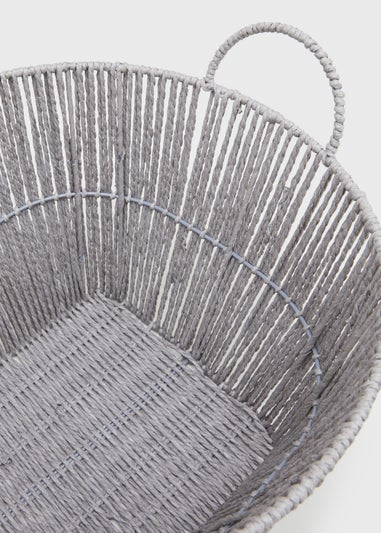 Grey Paper Rope Twist Storage Basket (35cm x 24cm)