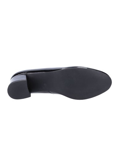 Hush Puppies Anna Black Patent Slip On Court Shoes