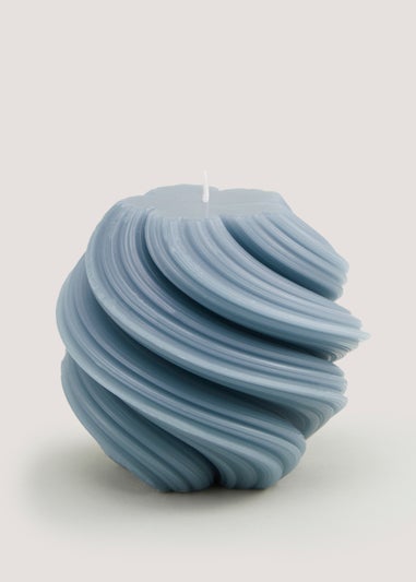 Blue Wax Swirl Candle (15cm x 7cm)