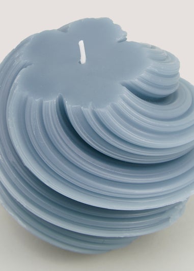 Blue Wax Swirl Candle (15cm x 7cm)