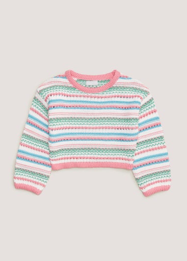 Girls Multicoloured Crochet Jumper (4-13yrs)