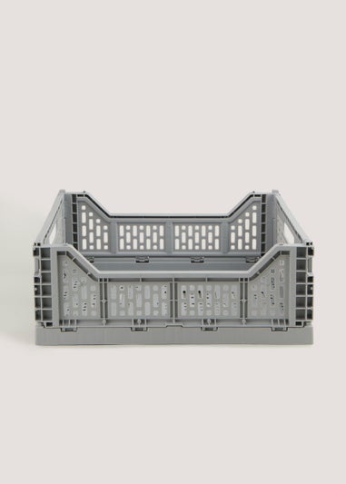Grey Large Collapsible Storage Basket (14cm x 40cm x 29.5cm)