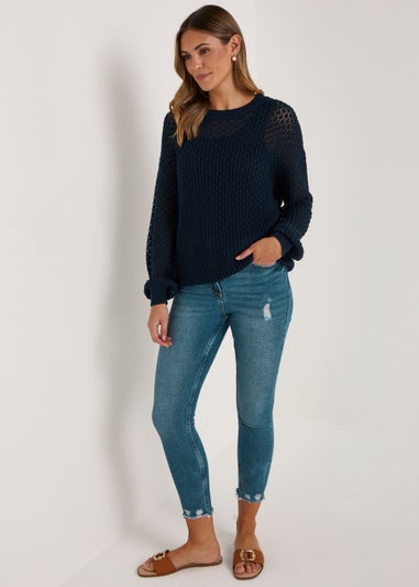 Navy Open Stitch Jumper