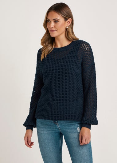 Navy Open Stitch Jumper