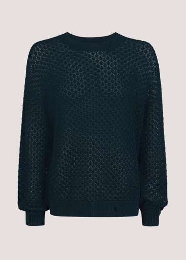 Navy Open Stitch Jumper