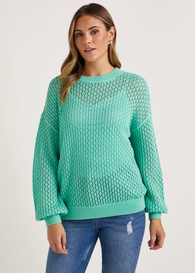 Green Open Stitch Jumper