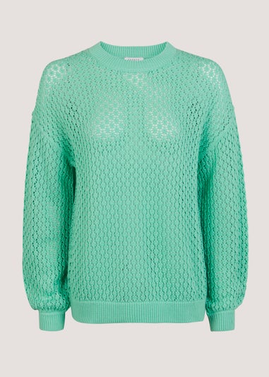 Green Open Stitch Jumper