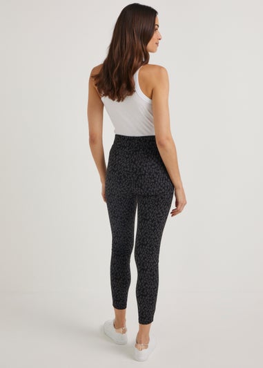 Black Animal Print Ponte Leggings
