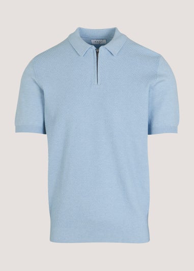 Blue Textured Stitch Polo Shirt