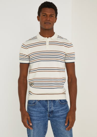 Cream Stripe Polo Shirt