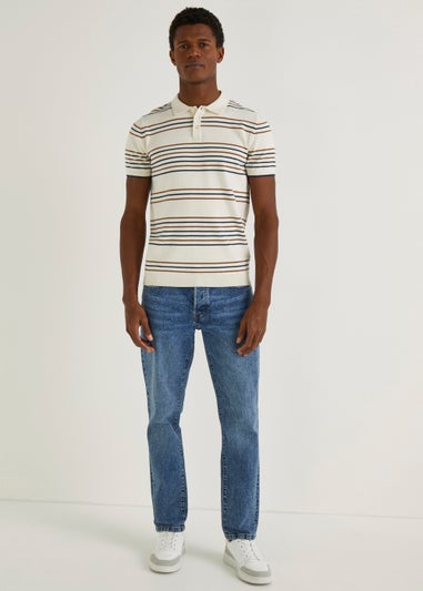 Cream Stripe Polo Shirt