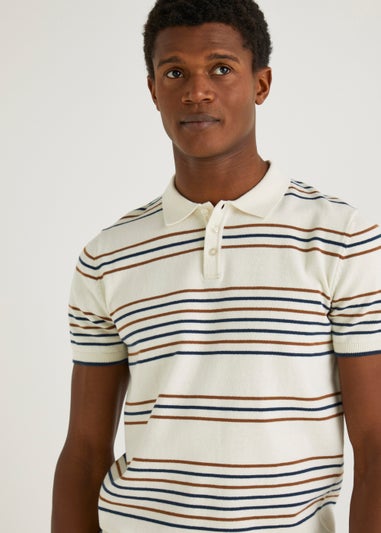 Cream Stripe Polo Shirt