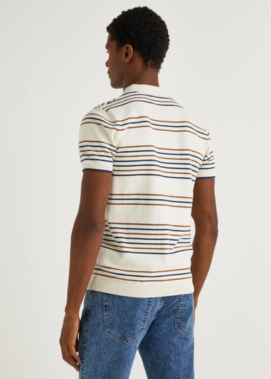 Cream Stripe Polo Shirt