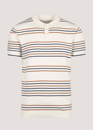 Cream Stripe Polo Shirt