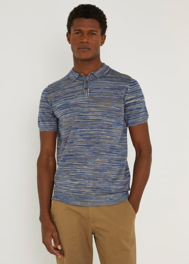 Blue Space Dye Polo Shirt